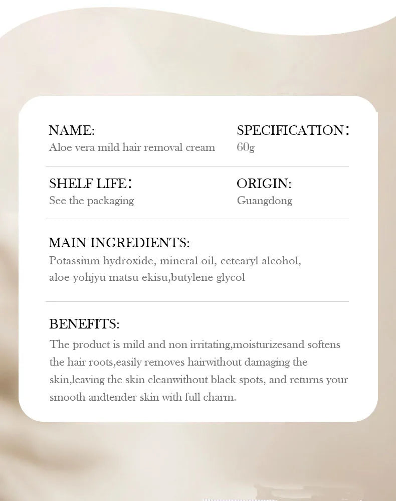 Silky Smooth Aloe Hair Removal Cream
